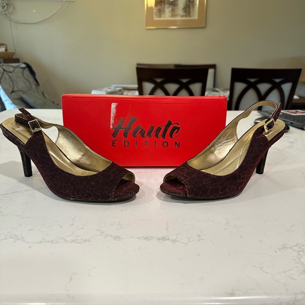 Women's Burgundy Slingback Heels